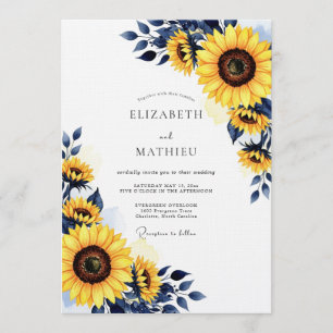 Yellow Sunflower Rustic Bloom Wedding Invitation