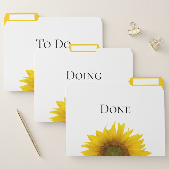 Yellow Sunflower Rustic Country Floral   File Folder (Set)