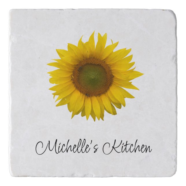 Yellow Sunflower Rustic Floral  Trivet (Front)