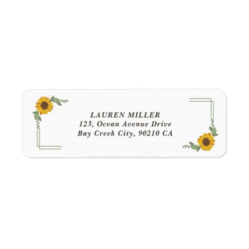 Yellow Sunflower Rustic Spring Floral Wedding Label
