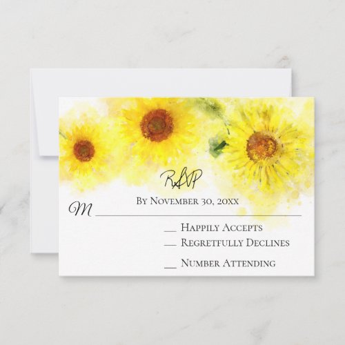 *~* Yellow  Sunflower Rustic  Wedding RSVP