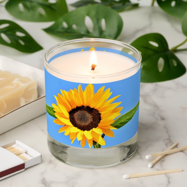 Yellow Sunflower Scented Candle (Lit)