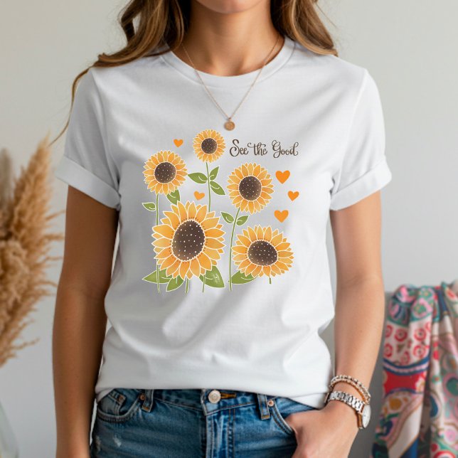 Yellow Sunflower See The Good Quote Inspirivity  T-Shirt (Creator Uploaded)