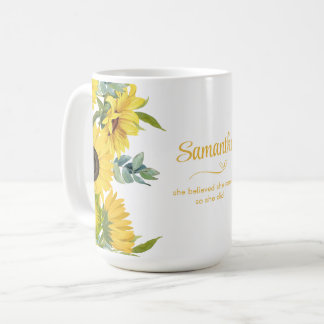 Yellow Sunflower She Believed She Could So She Did Coffee Mug