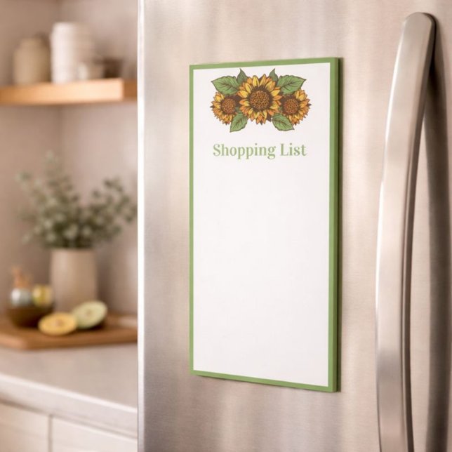 Yellow Sunflower Shopping List Magnetic Notepad (Creator Uploaded)