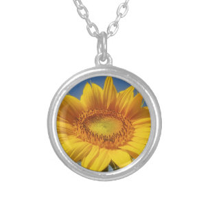 Yellow Sunflower Silver Plated Necklace