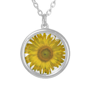 Yellow Sunflower Silver Plated Necklace