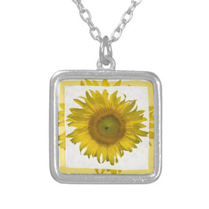 Yellow Sunflower Silver Plated Necklace
