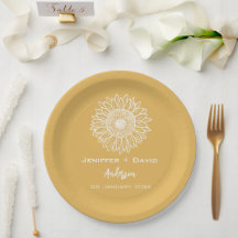 Yellow Sunflower Sketch Personalized Wedding