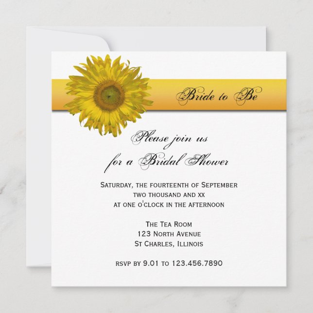 Yellow Sunflower Stripe Bridal Shower Invitation (Front)