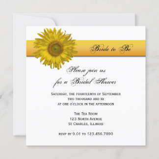 Yellow Sunflower Stripe Bridal Shower Invitation