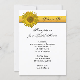 Yellow Sunflower Stripe Bridal Shower Invitation