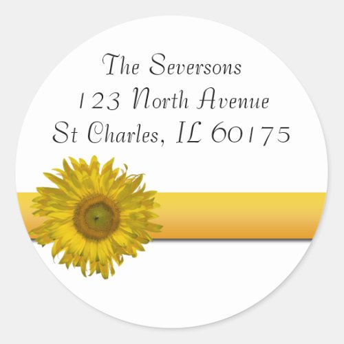 Yellow Sunflower Stripe Return Address Classic Round Sticker