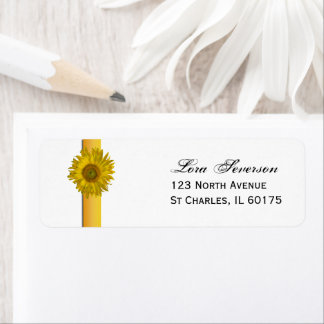Yellow Sunflower Stripe Return Address Label