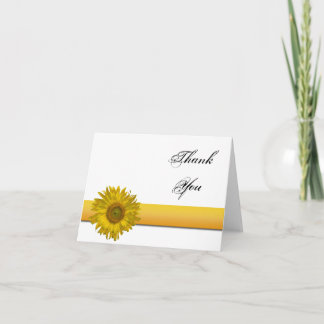 Yellow Sunflower Stripe Thank You Note Card