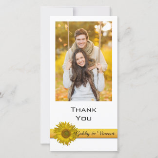 Yellow Sunflower Stripe Thank You Photo Card