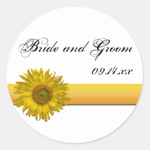 Yellow Sunflower Stripe Wedding Envelope Seals