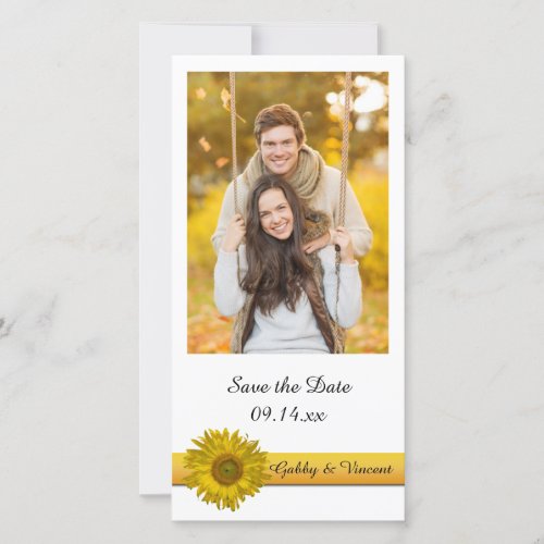 Yellow Sunflower Stripe Wedding Save the Date