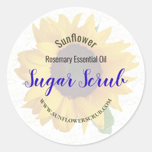 Yellow Sunflower Sugar Scrub Sticker Label