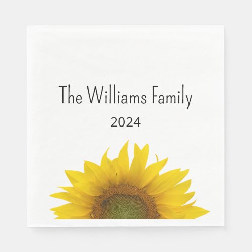Yellow Sunflower Summer Family Reunion Barbecue Napkins