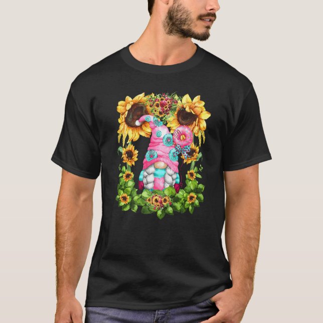 Yellow Sunflower Summer Vacation Gnome For Women C T-Shirt (Front)