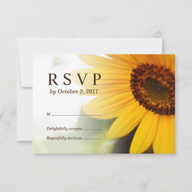 Yellow Sunflower Summer Wedding RSVP Card (Front)