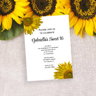 Yellow Sunflower Sweet 16 Birthday Party Invitation
