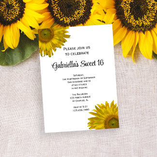 Yellow Sunflower Sweet 16 Birthday Party Invitation