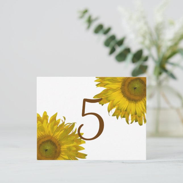 Yellow Sunflower Table Number (Standing Front)