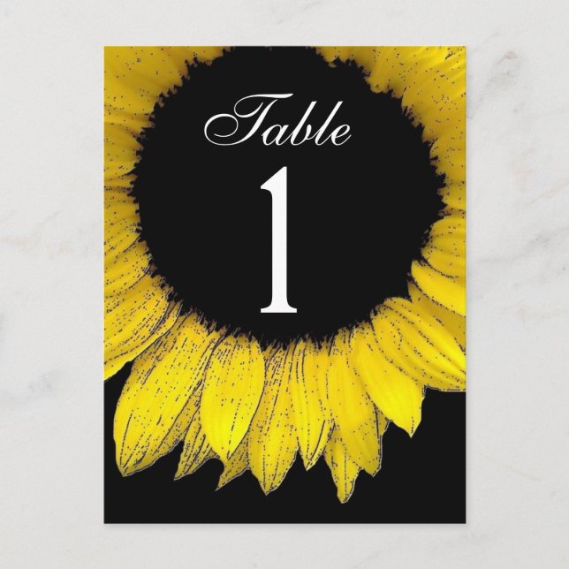 Yellow Sunflower Table Number Part of Set of 12 (Front)