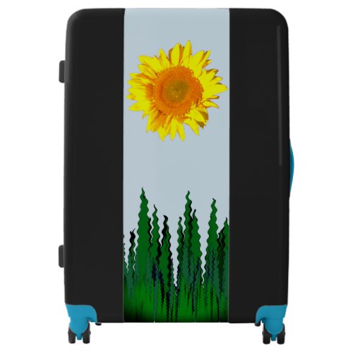 Yellow Sunflower Tall Grass Blue Sky Luggage