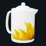 yellow sunflower tea/coffee pot teapot<br><div class="desc">yellow sunflower petals against a white background</div>