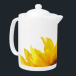 yellow sunflower tea/coffee pot teapot<br><div class="desc">yellow sunflower petals against a white background</div>