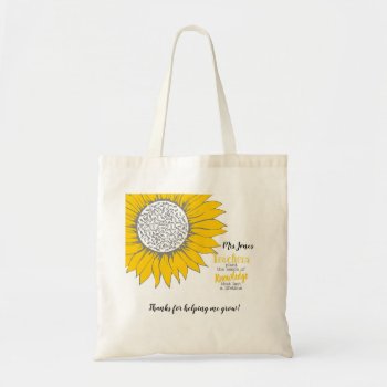 Yellow Sunflower Teacher Thank You Gift Tote Bag by GenerationIns at Zazzle