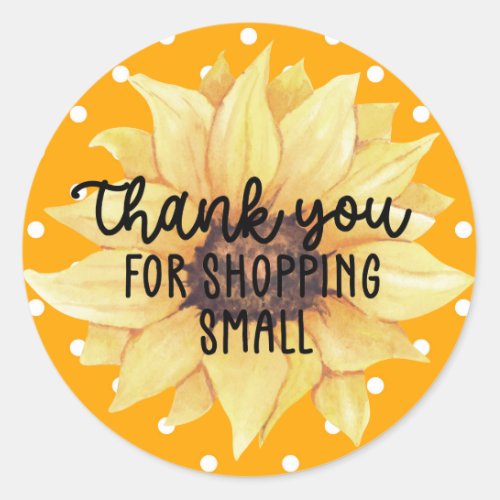 Yellow Sunflower Thank You For Shopping Small Classic Round Sticker