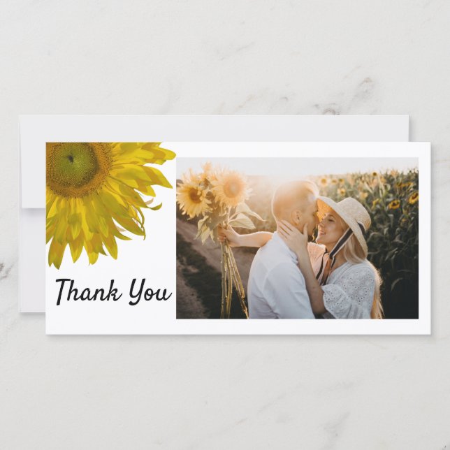 Yellow Sunflower Thank You Photo Card (Front)