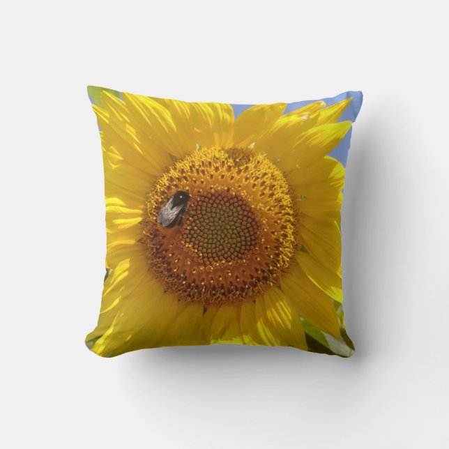 Yellow Sunflower Throw Pillow (Front)