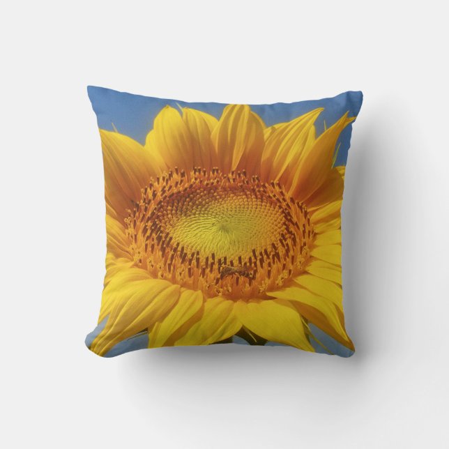 Yellow Sunflower Throw Pillow (Front)