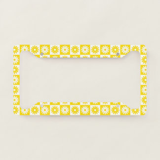 Yellow Sunflower Tile Pattern Daisy Floral Trendy License Plate Frame