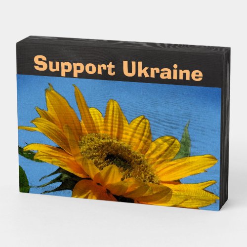 Yellow Sunflower to Support Ukraine Wood Box Sign