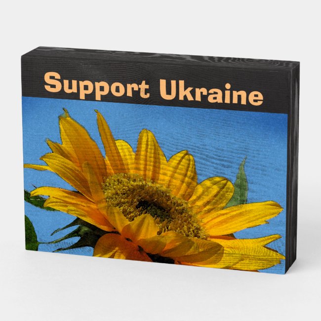 Yellow Sunflower to Support Ukraine Wood Box Sign
