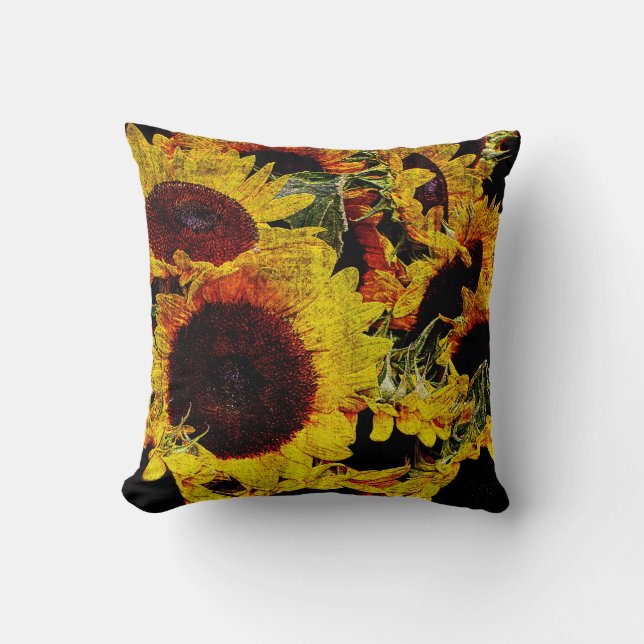 Yellow Sunflower toss pillow (Front)