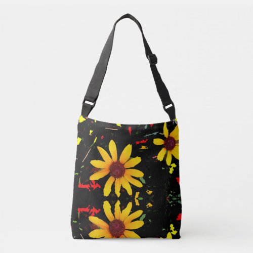 Yellow Sunflower Tote Bag  Black Confetti