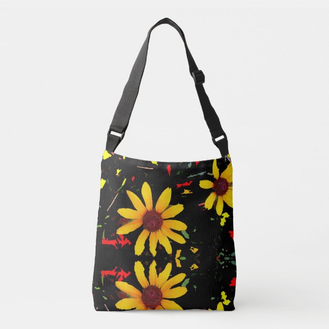 Yellow Sunflower Tote Bag / Black Confetti (Front)