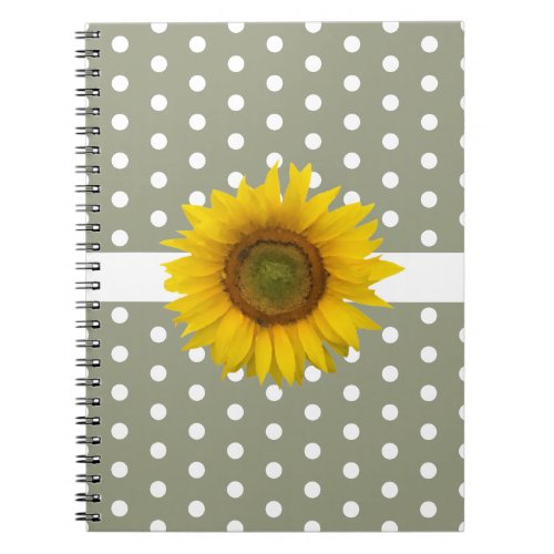 Yellow Sunflower Trendy Polka Dots  Notebook