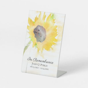 Yellow Sunflower Vase Celebration of Life Funeral Pedestal Sign