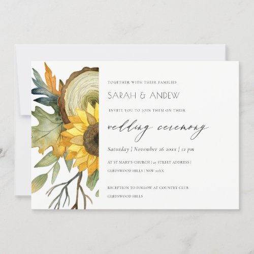 YELLOW SUNFLOWER WATERCOLOR FLORAL WEDDING INVITE
