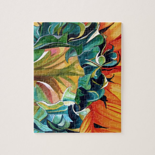 Yellow Sunflower watercolor original art painting Jigsaw Puzzle (Vertical)