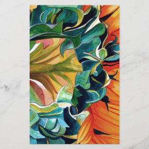 Yellow Sunflower watercolor original art painting Stationery