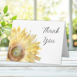 Yellow Sunflower Watercolor Thank You Card